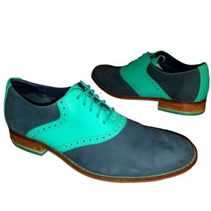 Cole Haan Nike Air Colton Saddle Leather Dress Shoes Tourquoise Oxfords Mens 8